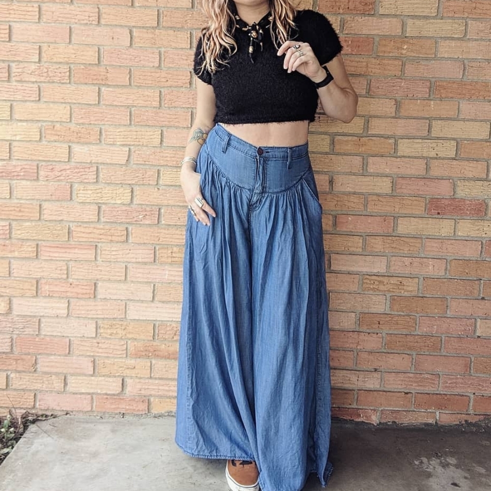 Vibrant M.I.U. Blue Denim Maxi Pants